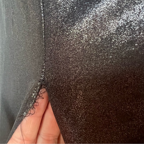 Valentina Vintage BlackSheer Silk with MetallicSilver Slits FullLength MaxiSkirt - Picture 13 of 16